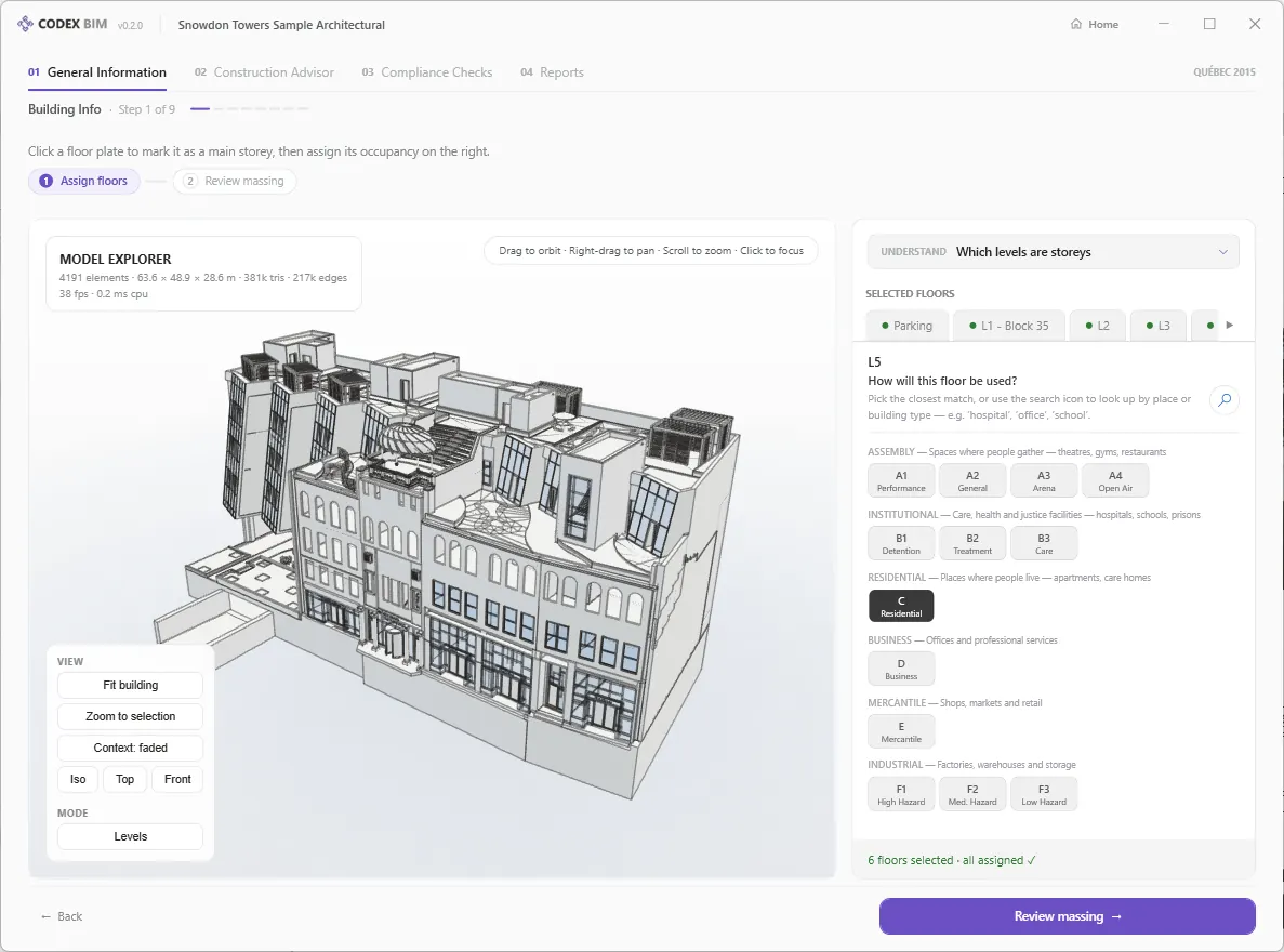 Interface Codex BIM dans Revit