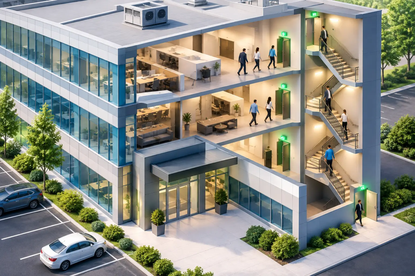 Exigences d'issues d'un bâtiment commercial